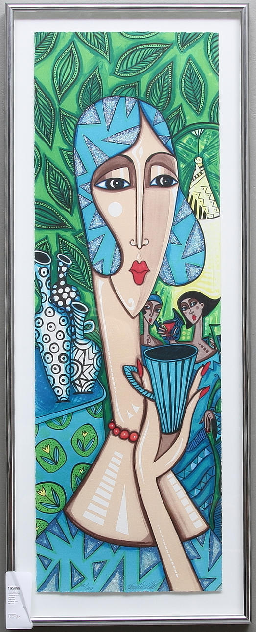 FÄRGLITOGRAFI, signerad och numrerad, "Månöga", Angelica Wiik, 180/290.