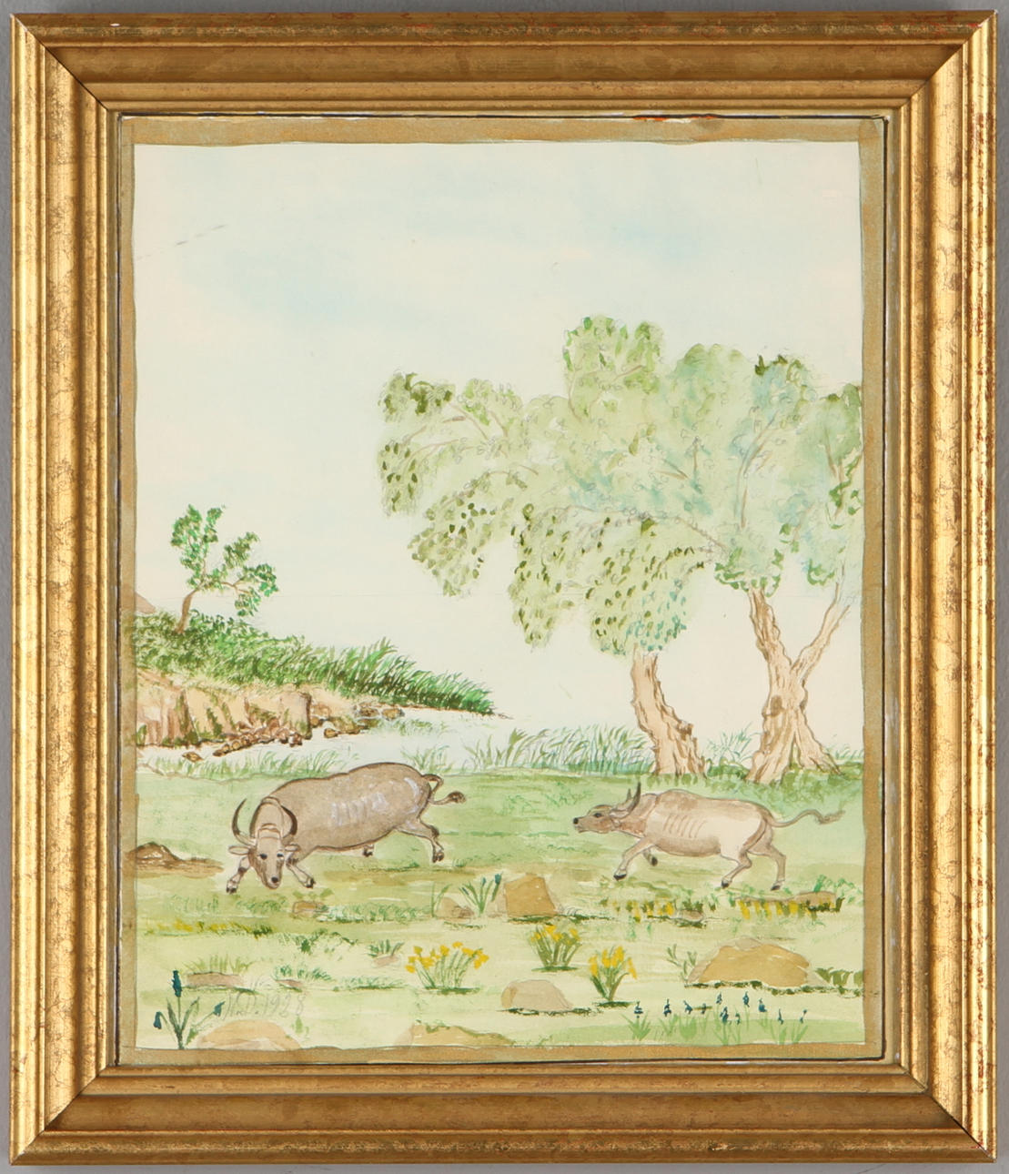 NILS VON DARDEL. TILLSKRIVEN. Vattenbufflar, akvarell, monogramsign och dat 1928.