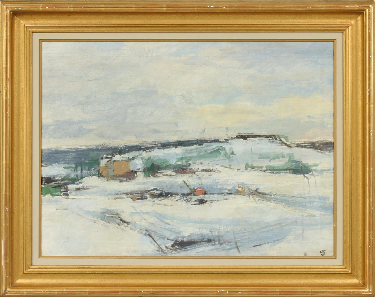 HUGO ZHUR. "Vinterbild", Olja på duk, monogramsignerad.