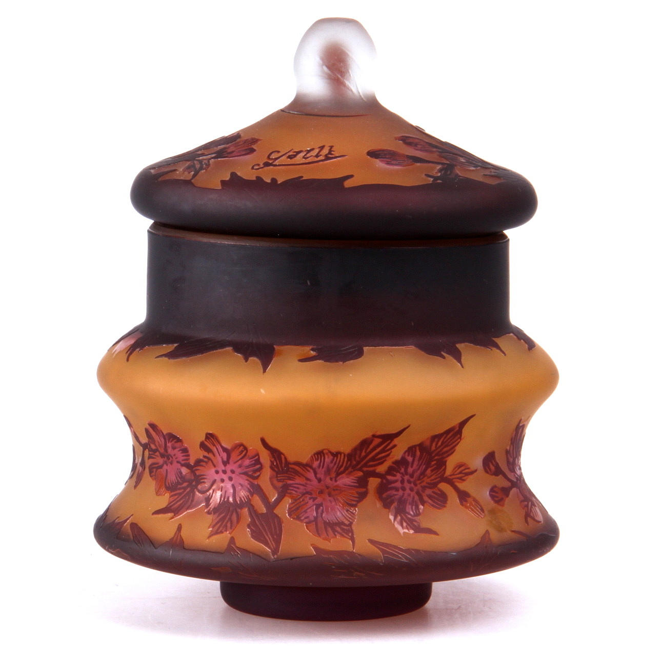 ÈMILE GALLÈ. Bonbonjär, jugend, signerad, Frankrike, 1900-talets början.