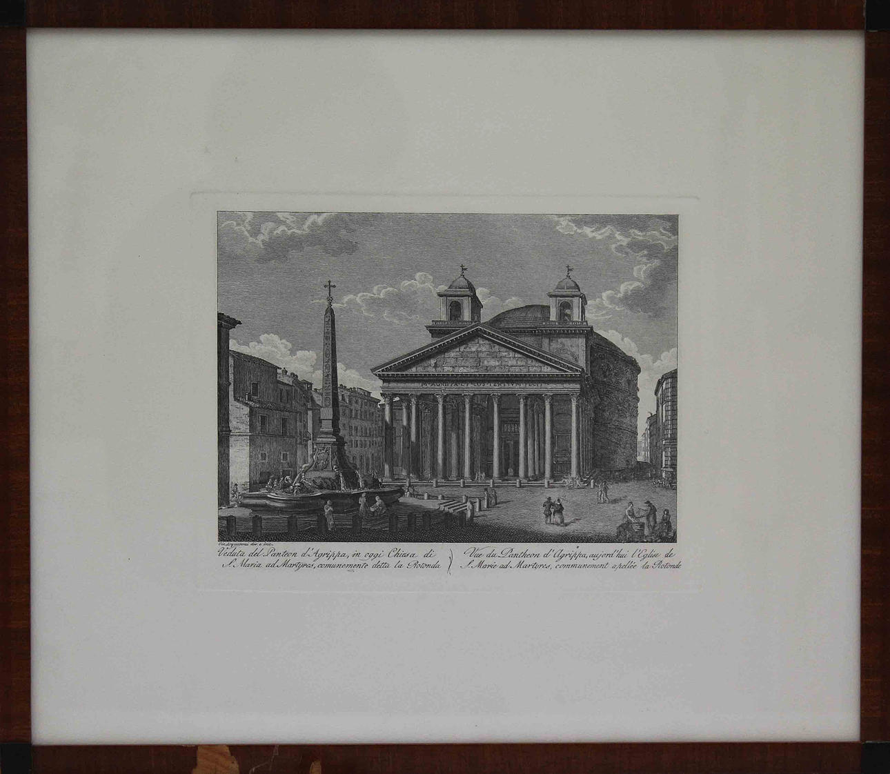 GIO. ACQUARONI. "Veduta del Panteon d´Agrippa". Kopparstick, senare avdrag.