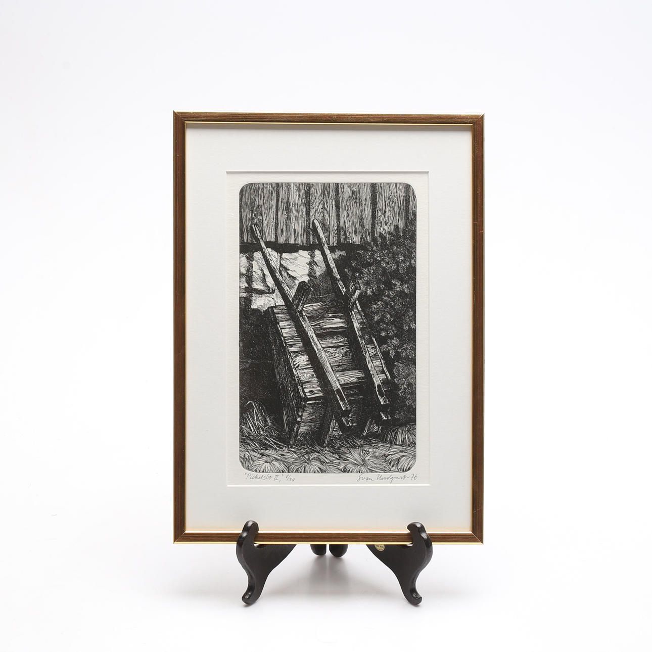 SVEN NORDQVIST. "Pickelsbo II". Etching, signed, numbered 8/30 and dated -76.