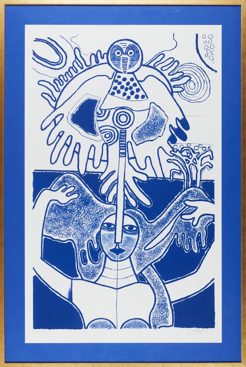 BEVERLOO CORNEILLE. Figure composition, color serigraphy, signed and dated Corneille -85, XXX VIII/L, blindstamp Edition GKM Suede.