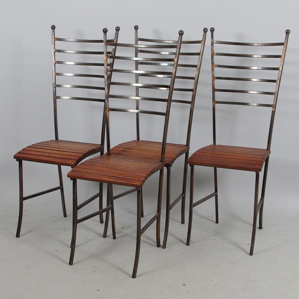 STOLAR, 4 stycken, smide med träsits.