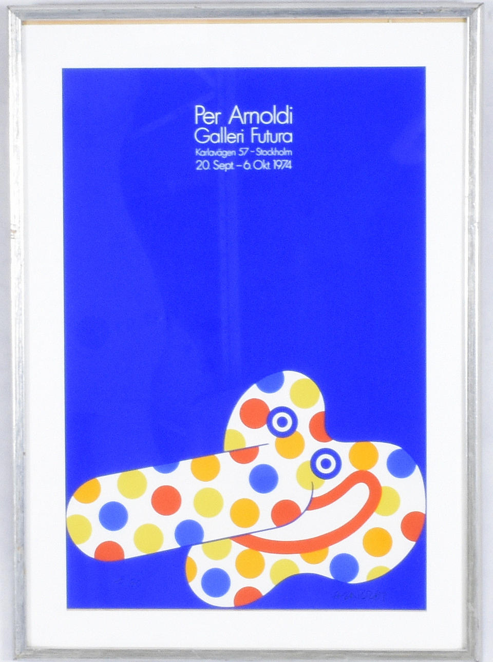 PER ARNOLDI. Farvelitografisk udstillingsplakat.