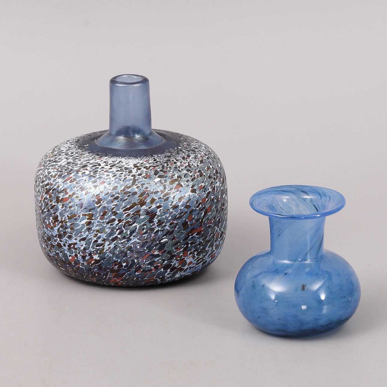 VASES, 2 pcs, glass, not signed.