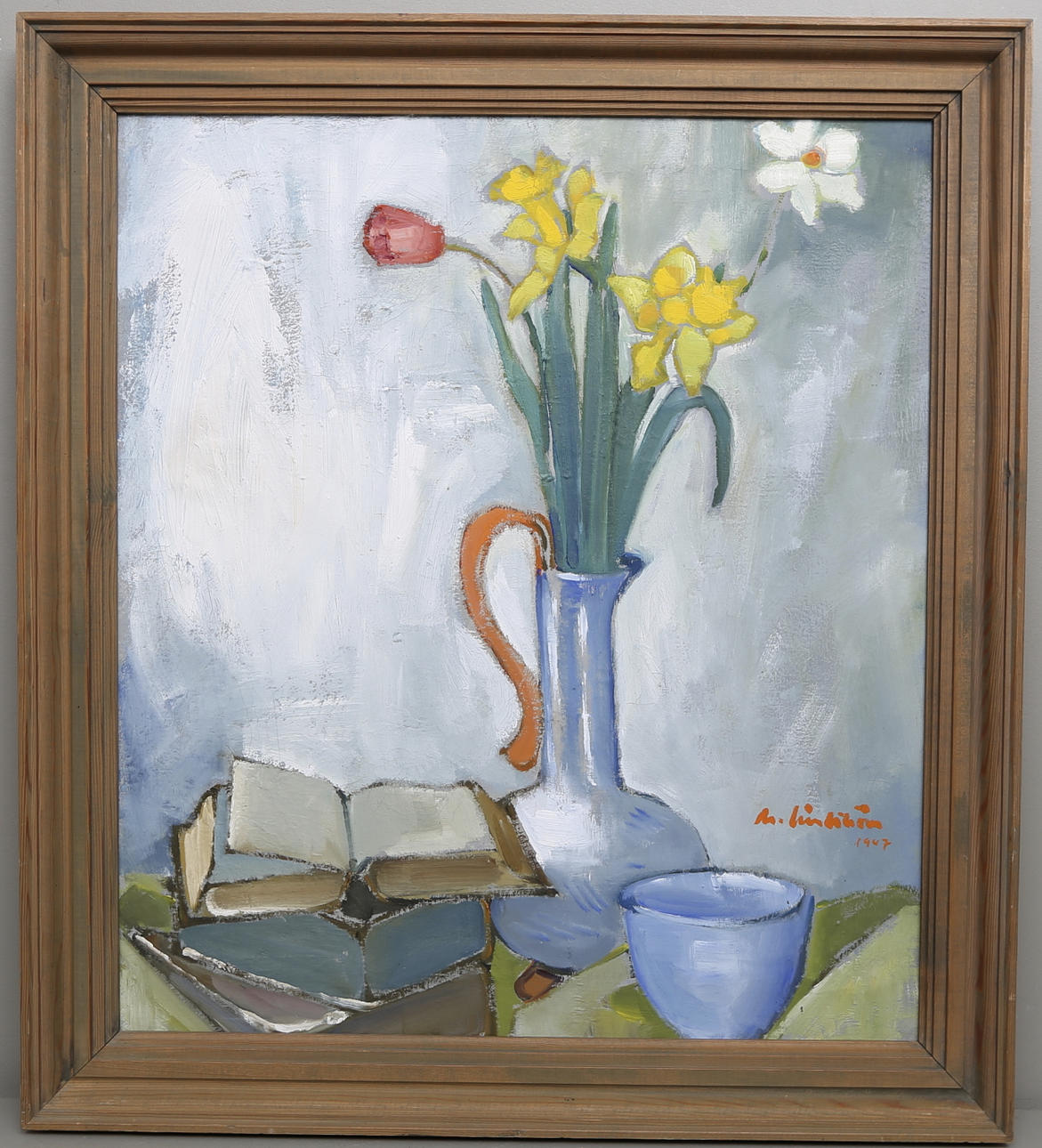 MARTIN LINDSTRÖM. Olja på duk, stilleben, signerad och daterad 1947.