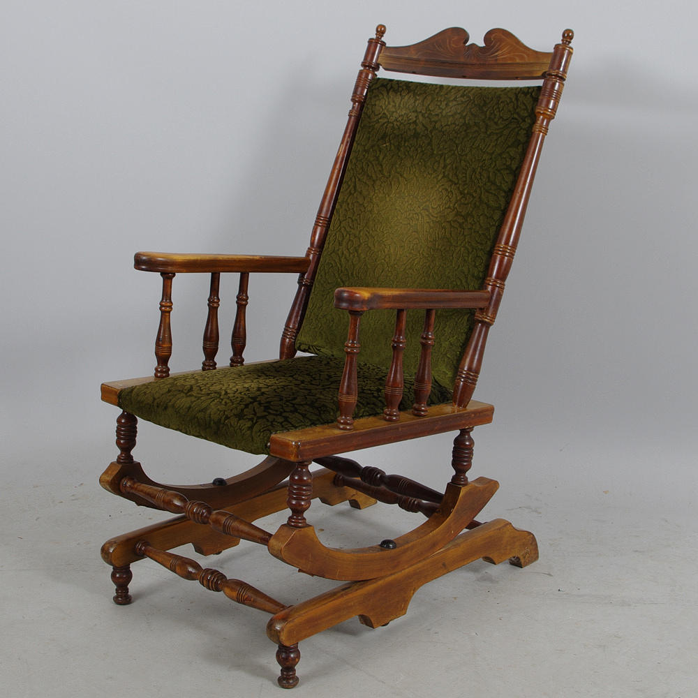 GUNGSTOL, mahogny, plysch, amerikansk modell.