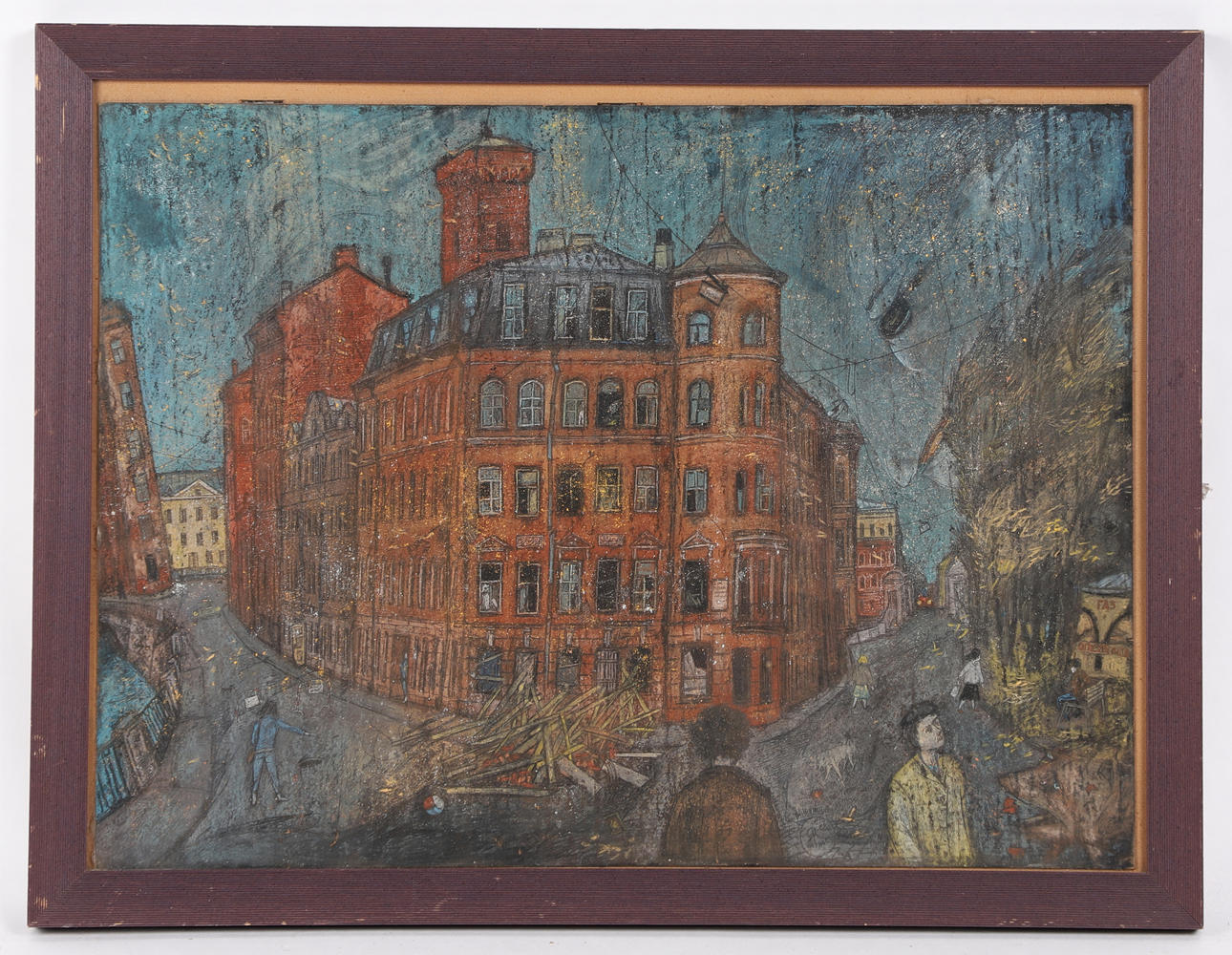 JAN ANTONISHEV. Tegning, Forladt by, 1988.