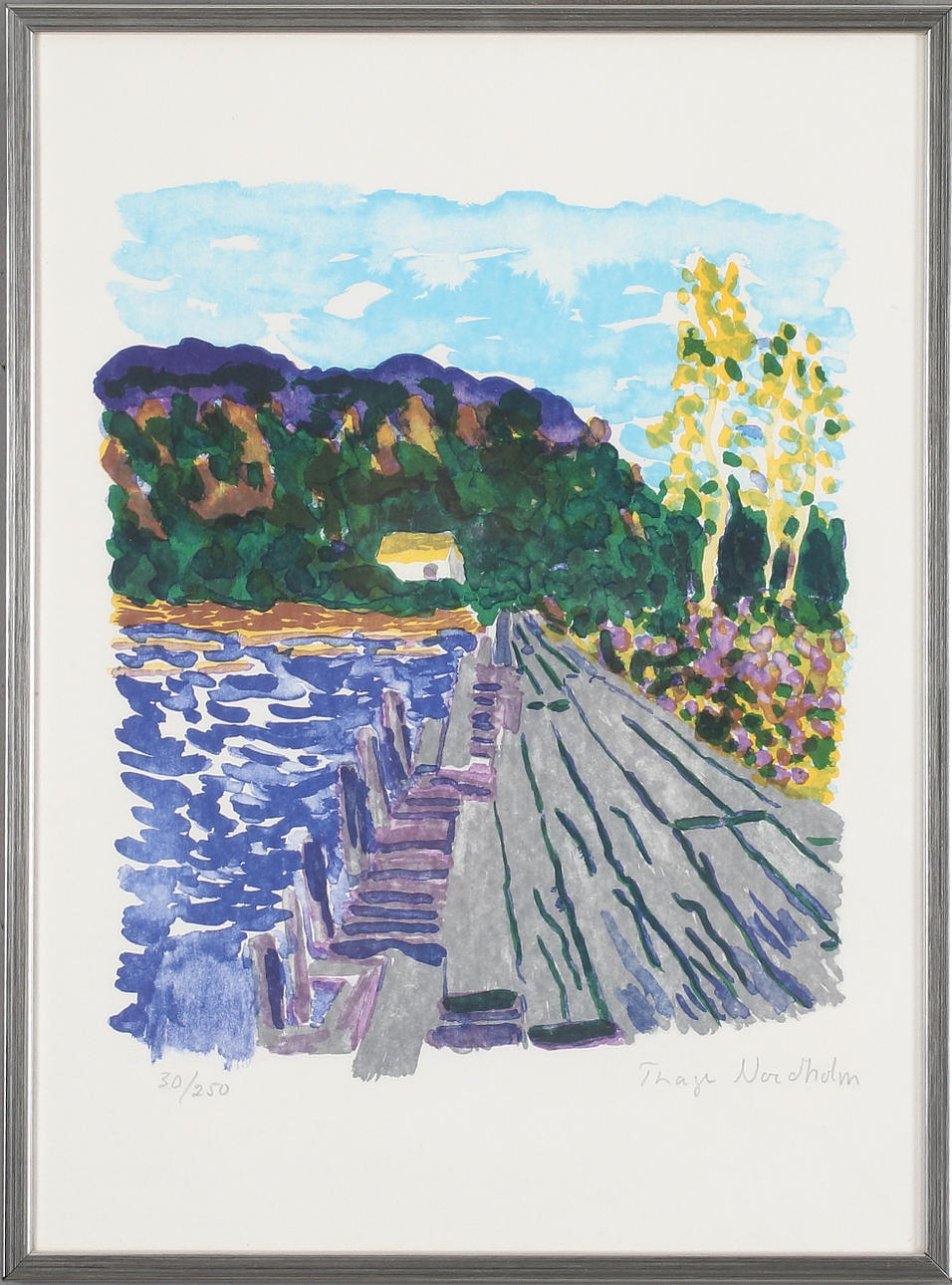 THAGE NORDHOLM. Old bridge, lithography, signed and numbered 30/250.