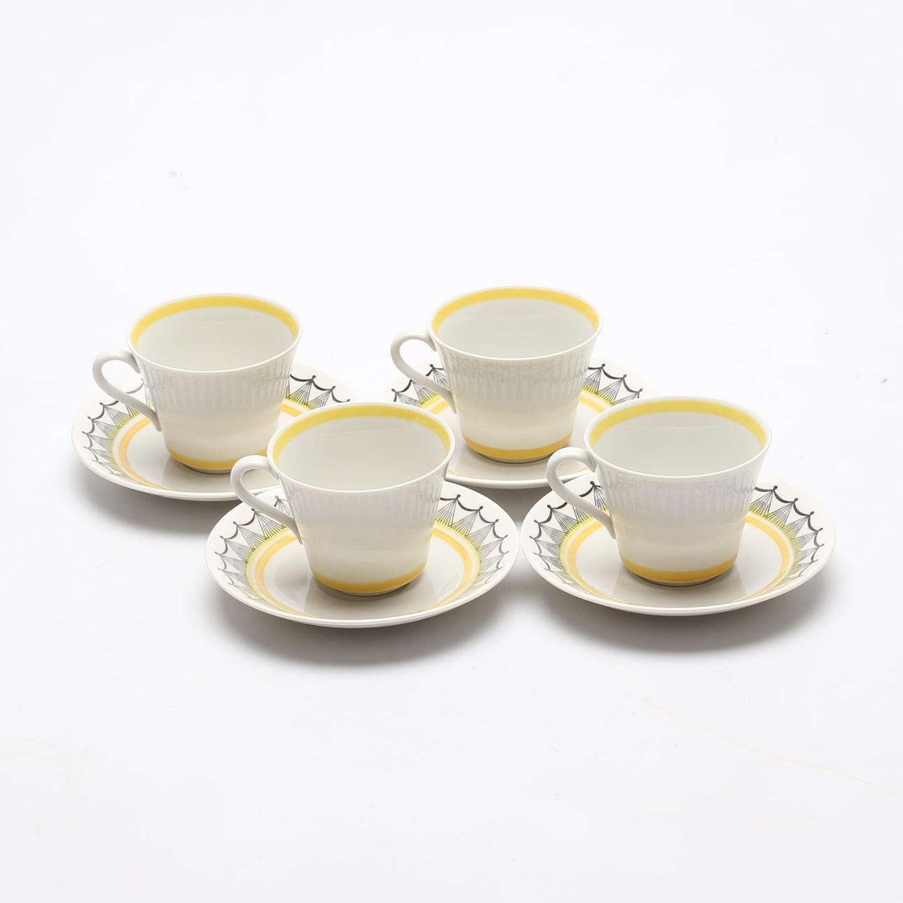 KAFFEKOPPAR MED FAT, 4 st, "Cuba", Rörstrand.