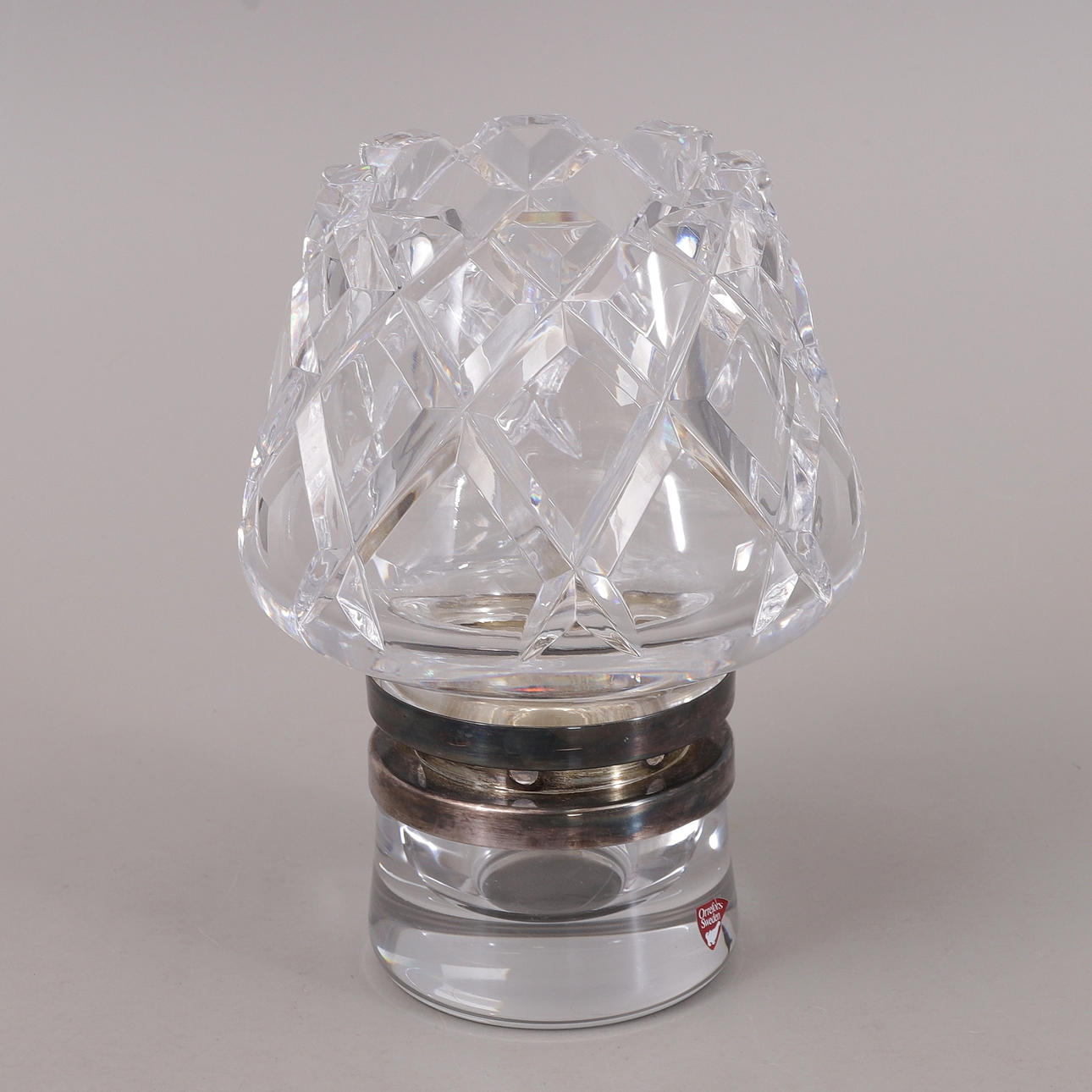 GUNNAR CYRÉN. Candle lantern, cut crystal, "Sofiero", Orrefors, signed.