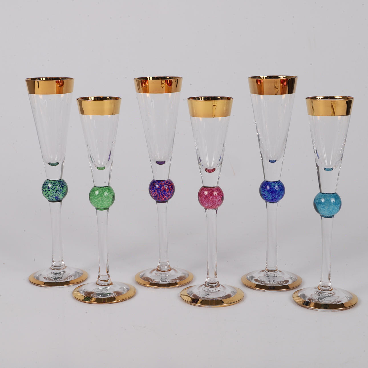 ERIKA LAGERBIELKE. Snapsglas, 6 stycken, glas, "Romeo & Julia","Tristan & Isolde", "Hamlet & Ofelia", signerade, numrerade, Orrefors.