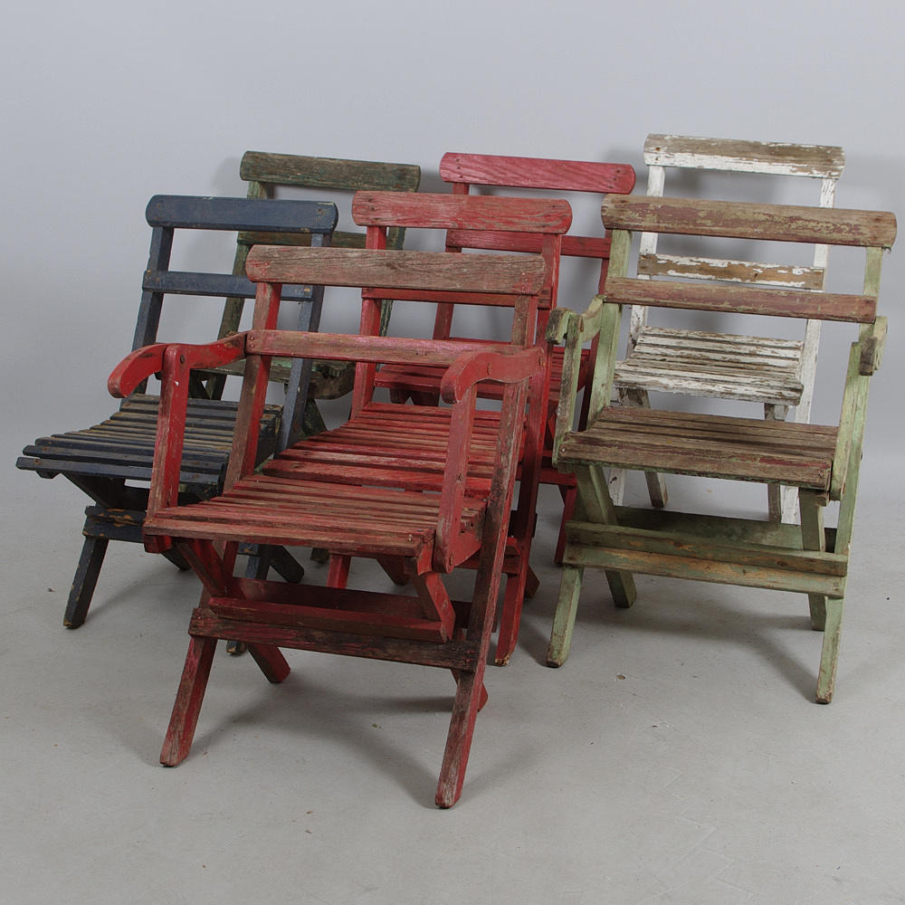 TRÄDGÅRDSSTOLAR, målat trä, hopfällbara.