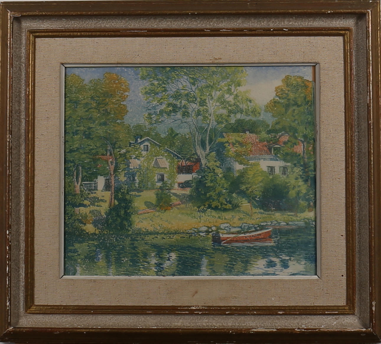 CARL PALME. Lundsbergs skola, Herrgården. Träsnitt N:o 16. Monogramsignerad CP.