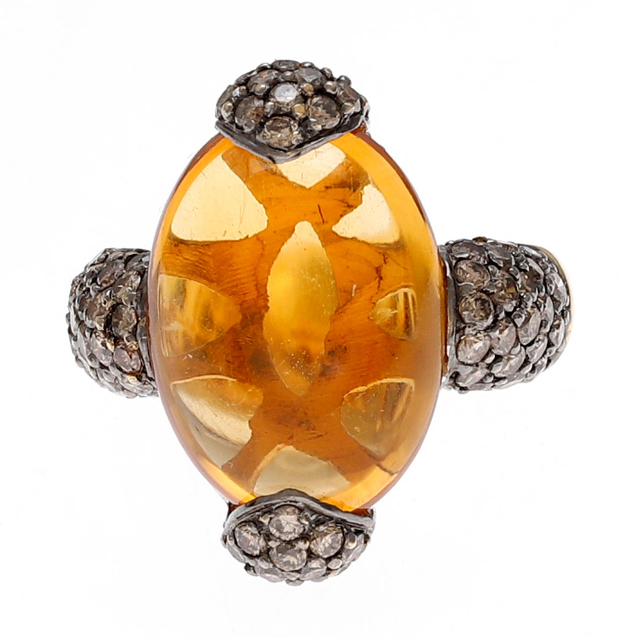 Citrine and diamonds ring.