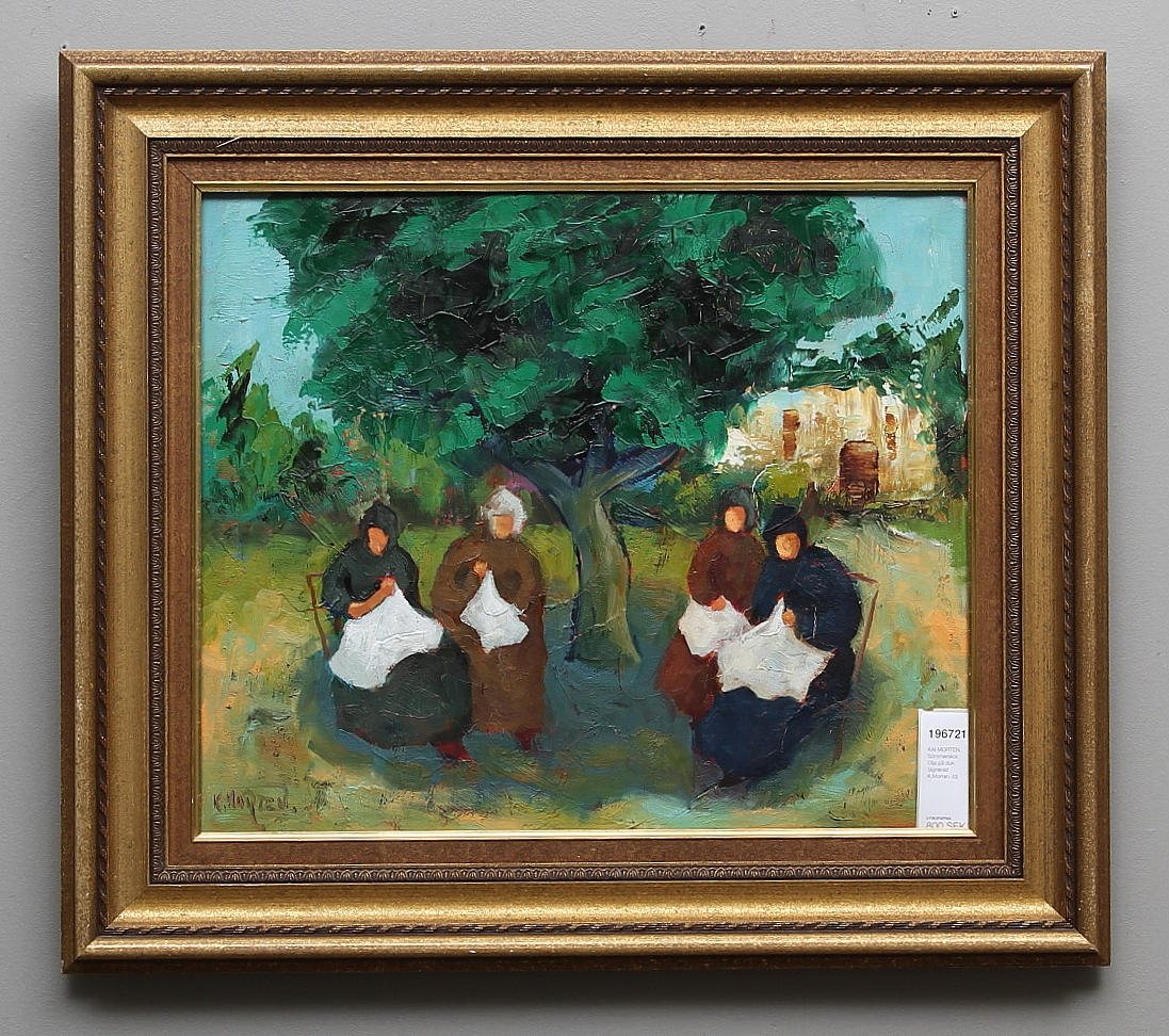 KAI MORTEN. Sömmerskor. Olja på duk. Signerad K.Morten.