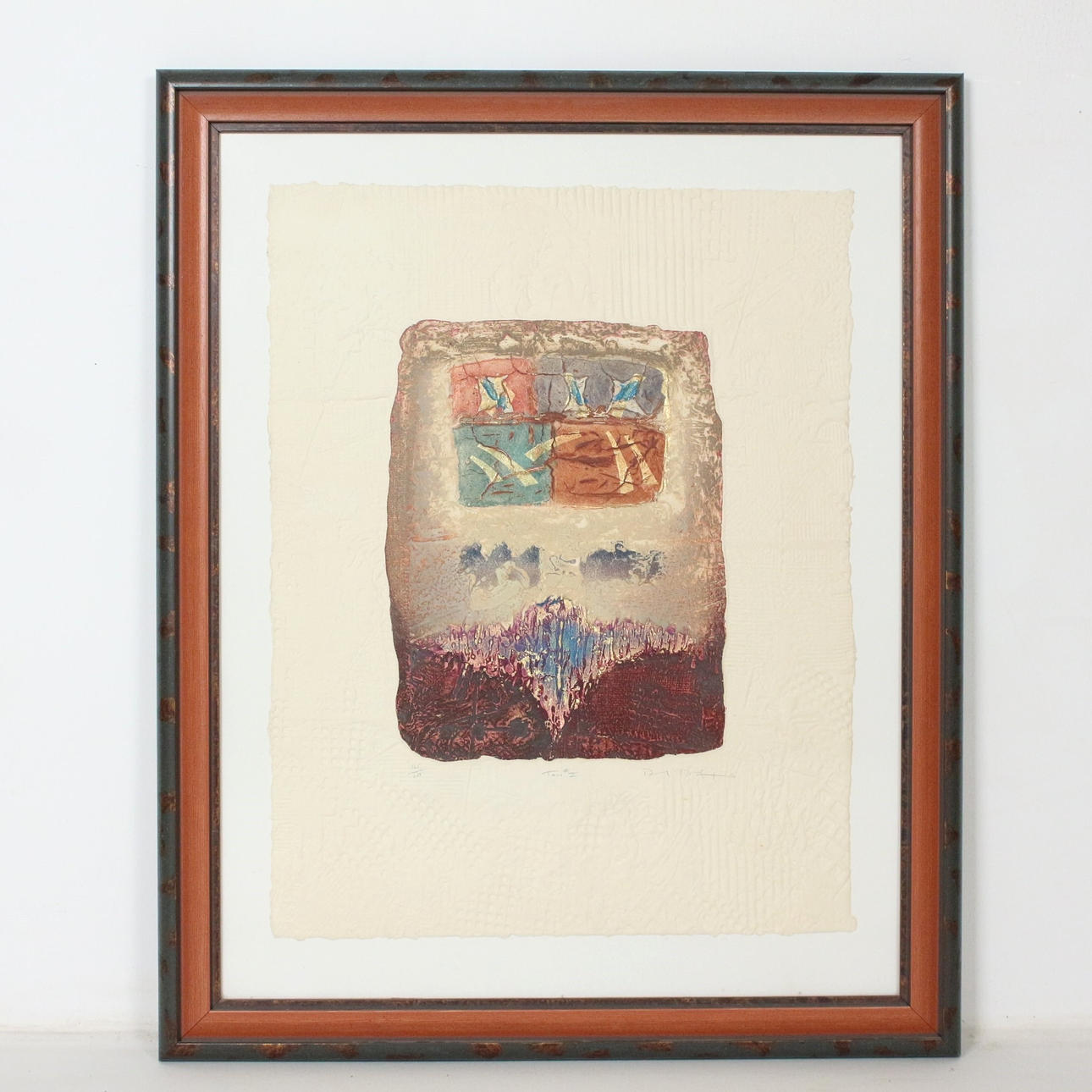 DAVID DODSWORTH. 'Abstract composition', color etching, limited, Ed. 165/250.