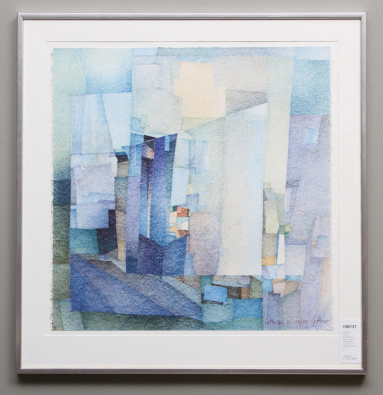 GEORGES POINT. Komposition i blått och grönt. Färglitografi. Signerad och numrerad 18/50.