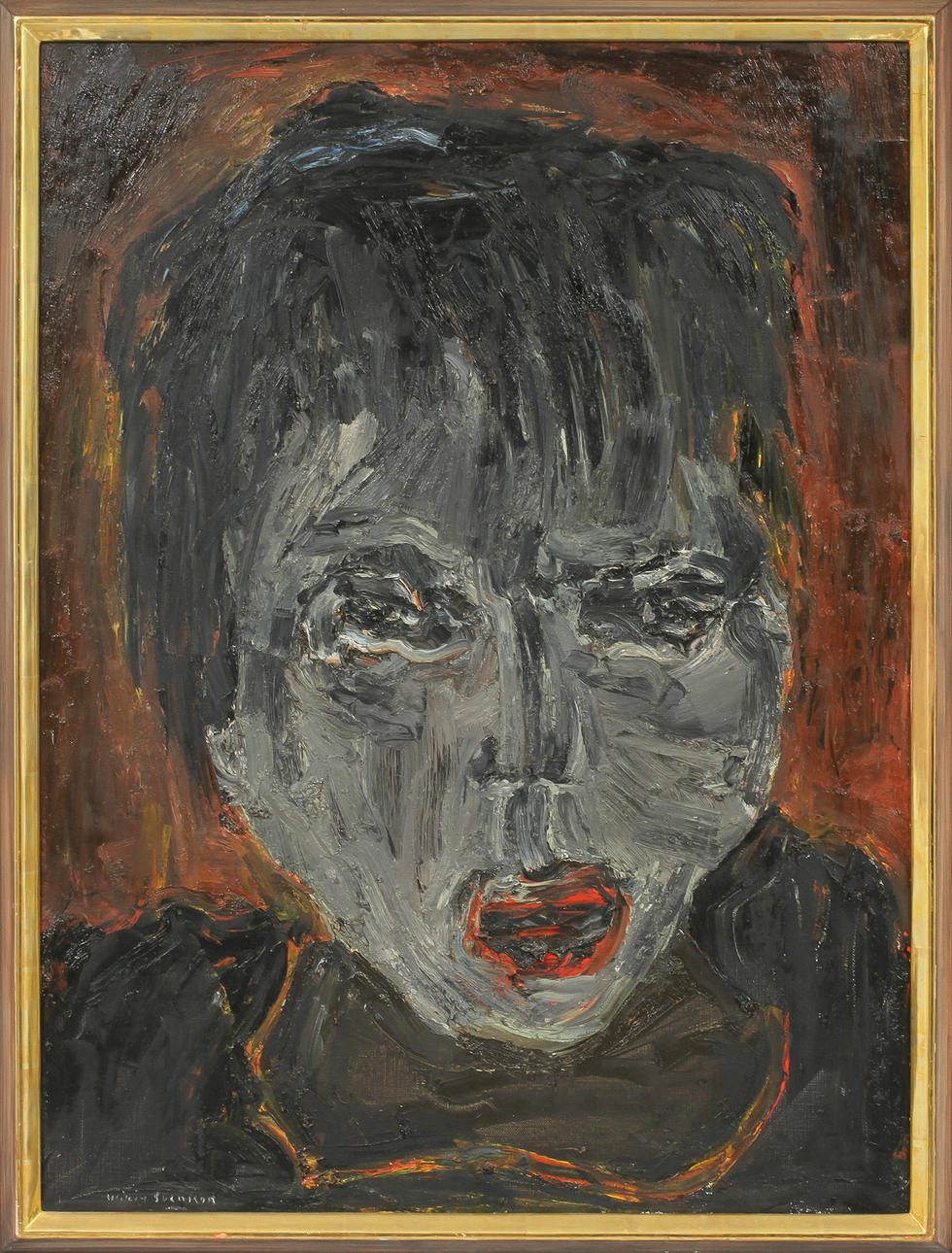 WIKING SVENSSON. "gueule", olja på duk, sign.