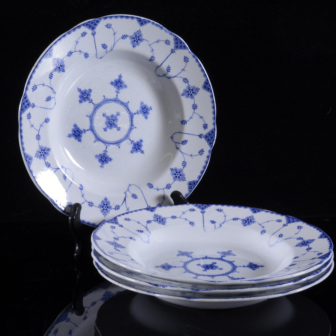 TALLRIKAR, 4-stycken, flintgods, "Strå", Rörstrand.