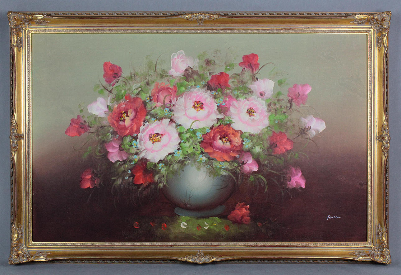 Blumenstillleben Gemälde, unbekannter Künstler.