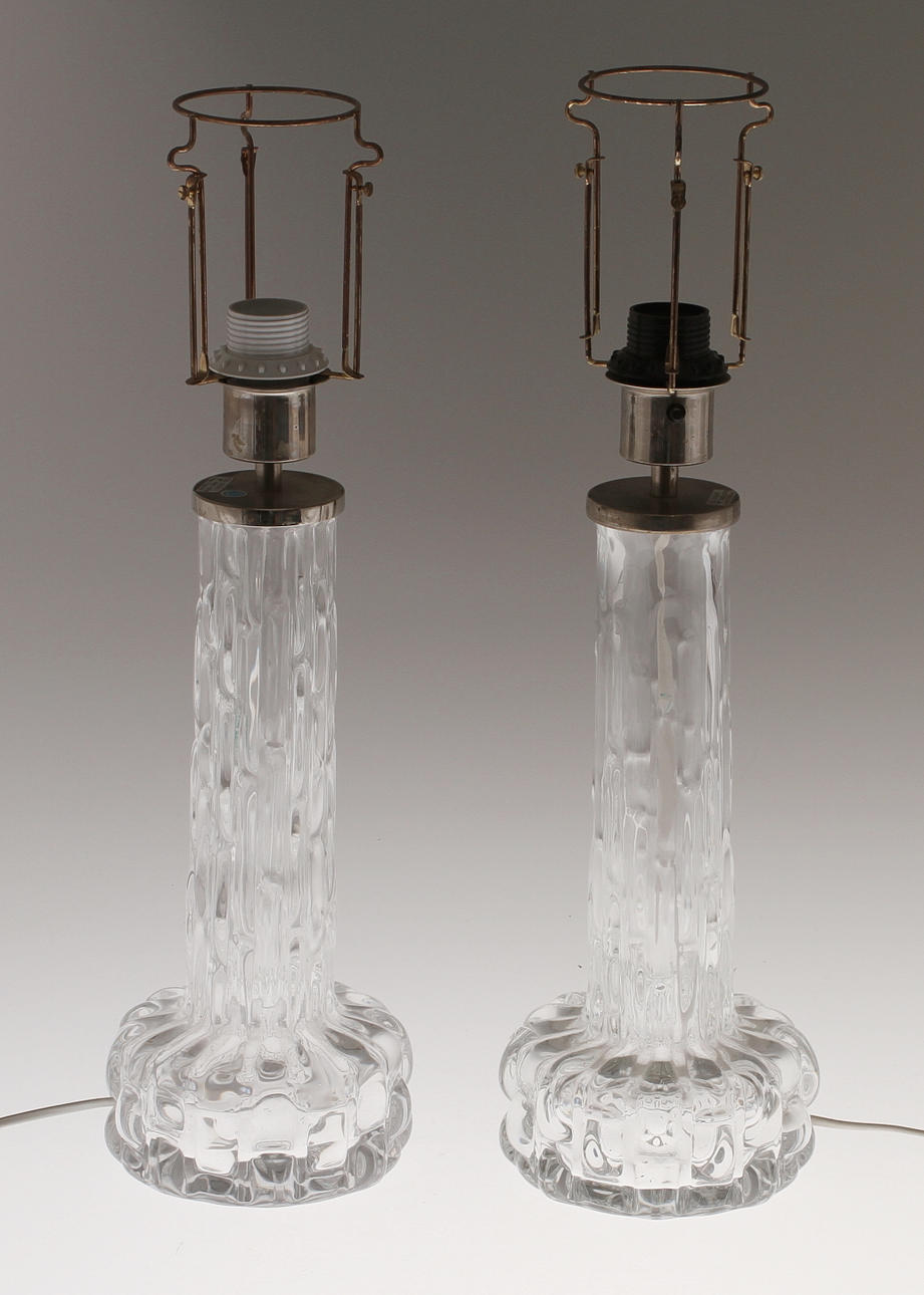 BORDSLAMPOR, 1 par, glas, Carl Fagerlund, Orrefors.