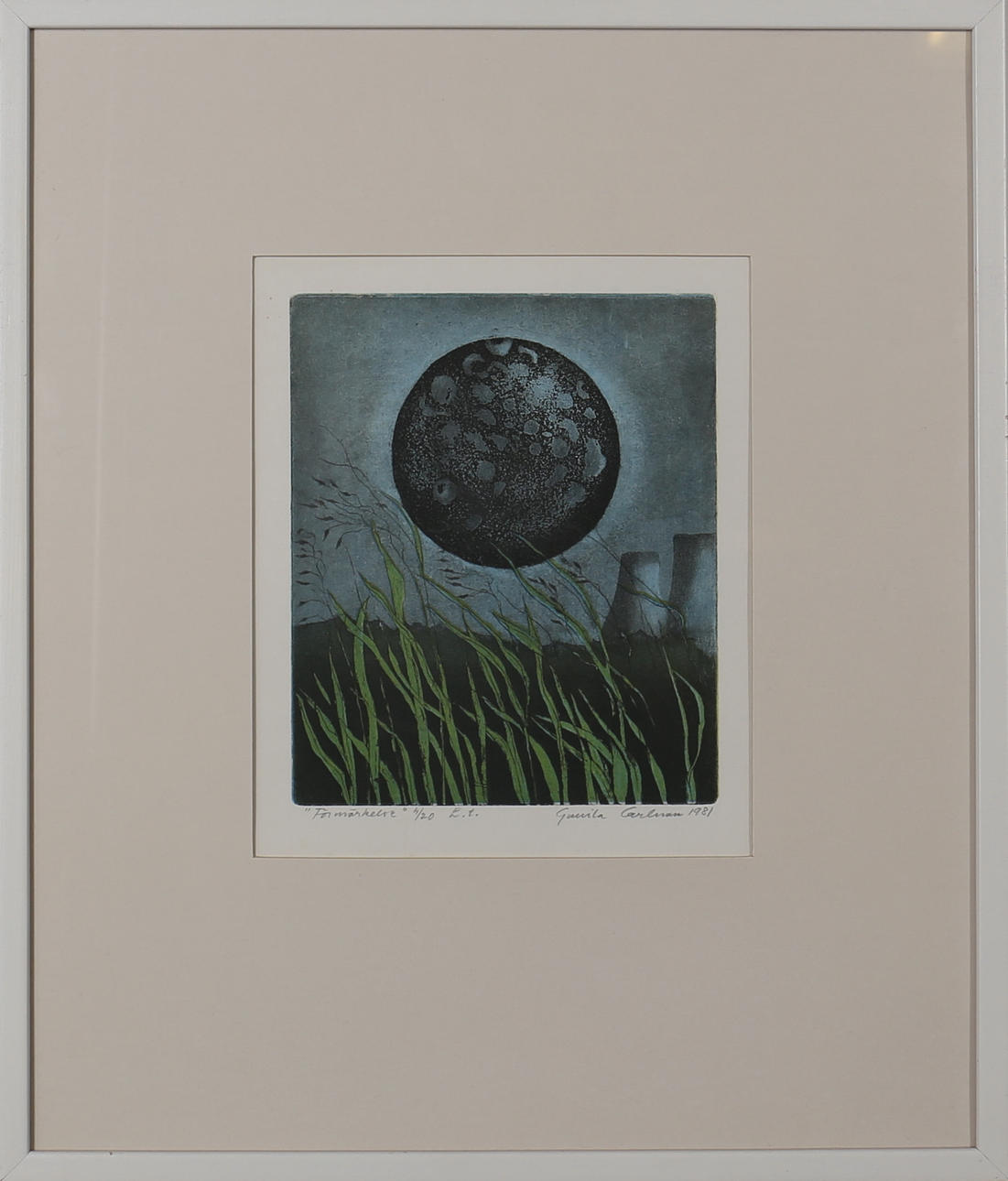 GUNILLA CARLSSON. "Förmörkelse". Etsning. Signerad och daterad 1981. Numrerad 4/20.