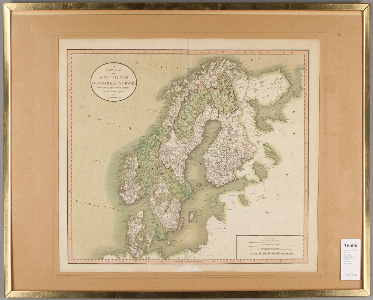 KARTA, "A New Map of SWEDEN, DENMARK and NORWAY from the latest Authorities.".