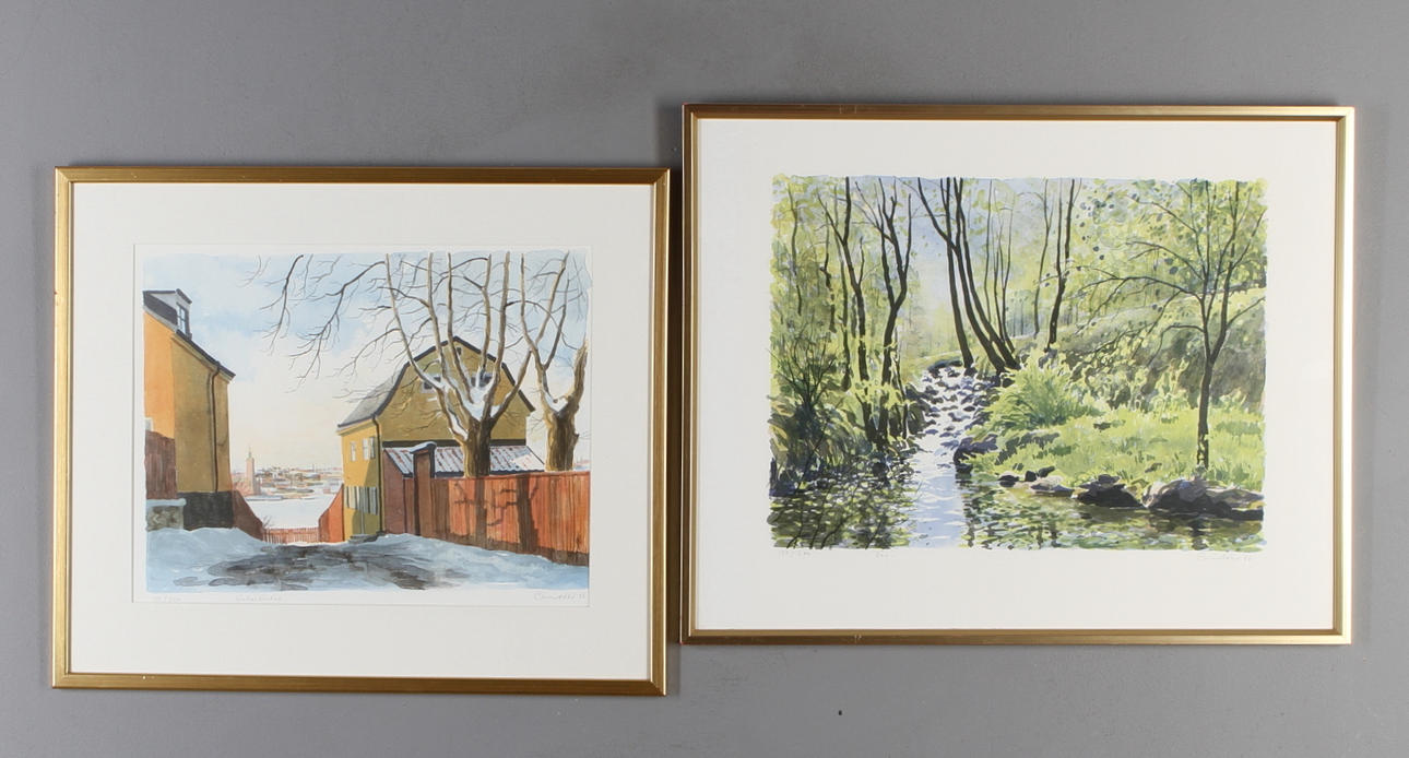 CARIN ADLER. 2 st, litografier, signerade.