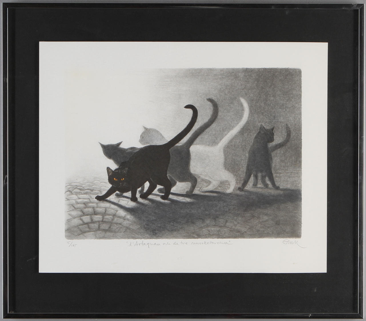 JONAS GLOCK. "d'Artagnan och de tre musketörerna", litografi, signerad samt numrerad 15/185.