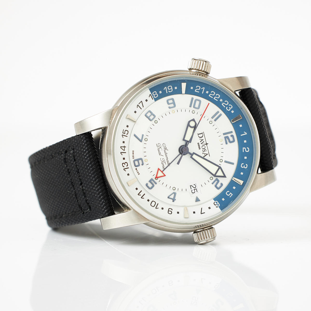 DAVOSA, armbandsur, Dual Time, stål.