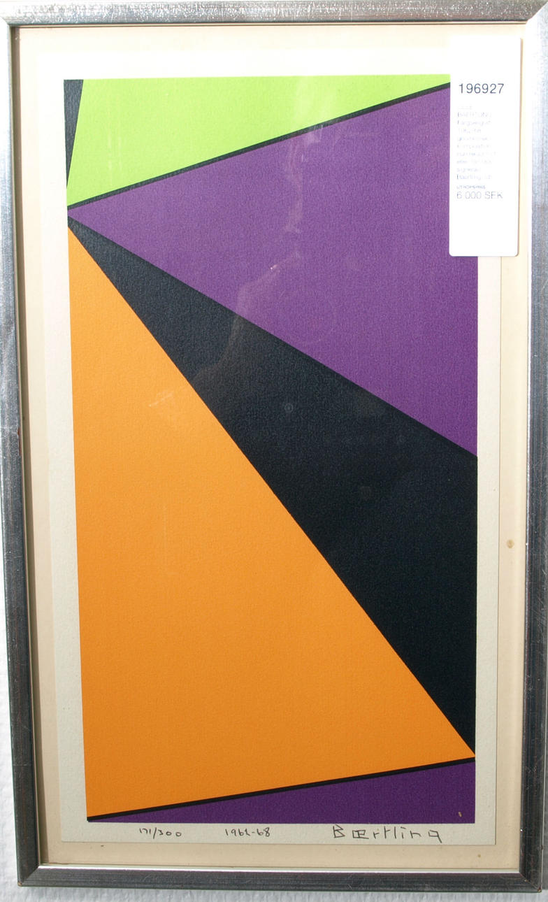 OLLE BAERTLING. Färgserigrafi, 1962-68, geometrisk komposition, numrerad 171 eller 191/300, signerad Baertling.