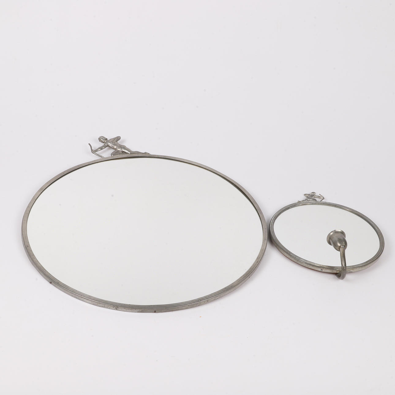 MIRROR AND WALL LAMP, pewter, Art Deco.