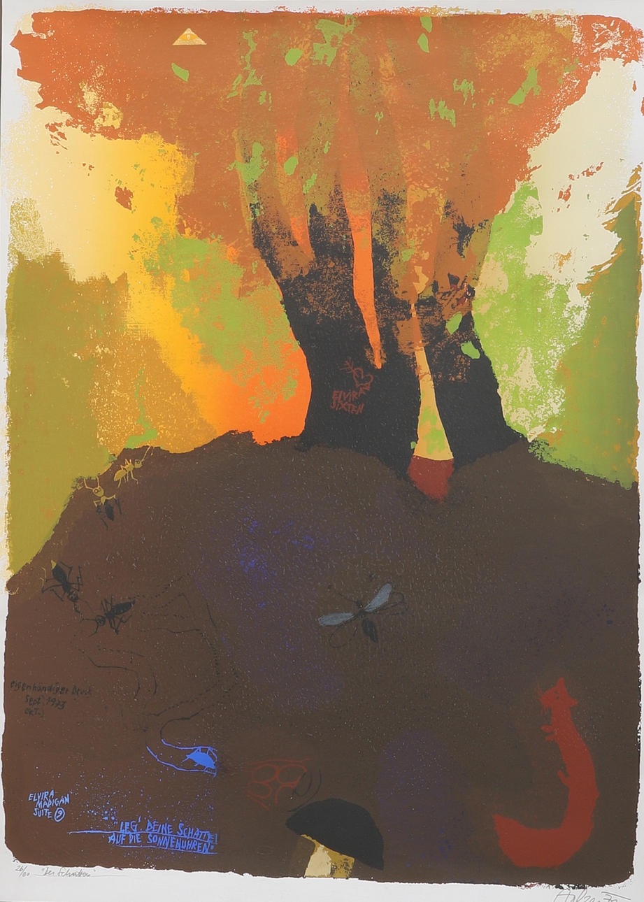 ADI HOLZER. Lithograph, "Der Schatten'', Elvira Madigan Suite, signed, dated -73, numbered 26/30.