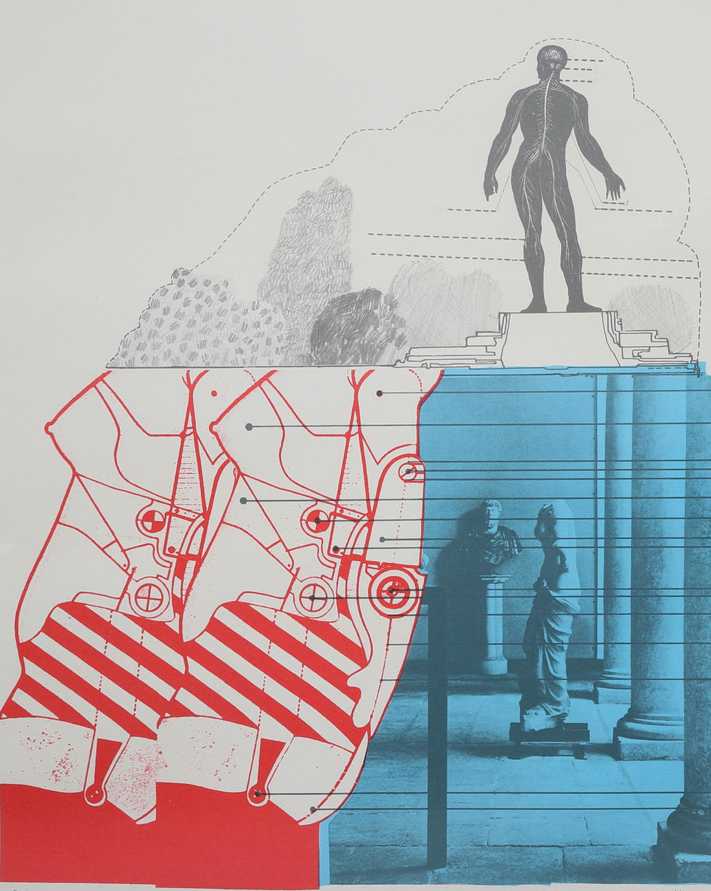 POUL HANSEN SKELBYE. Color lithograph, composition, signed, EA, dated -75.