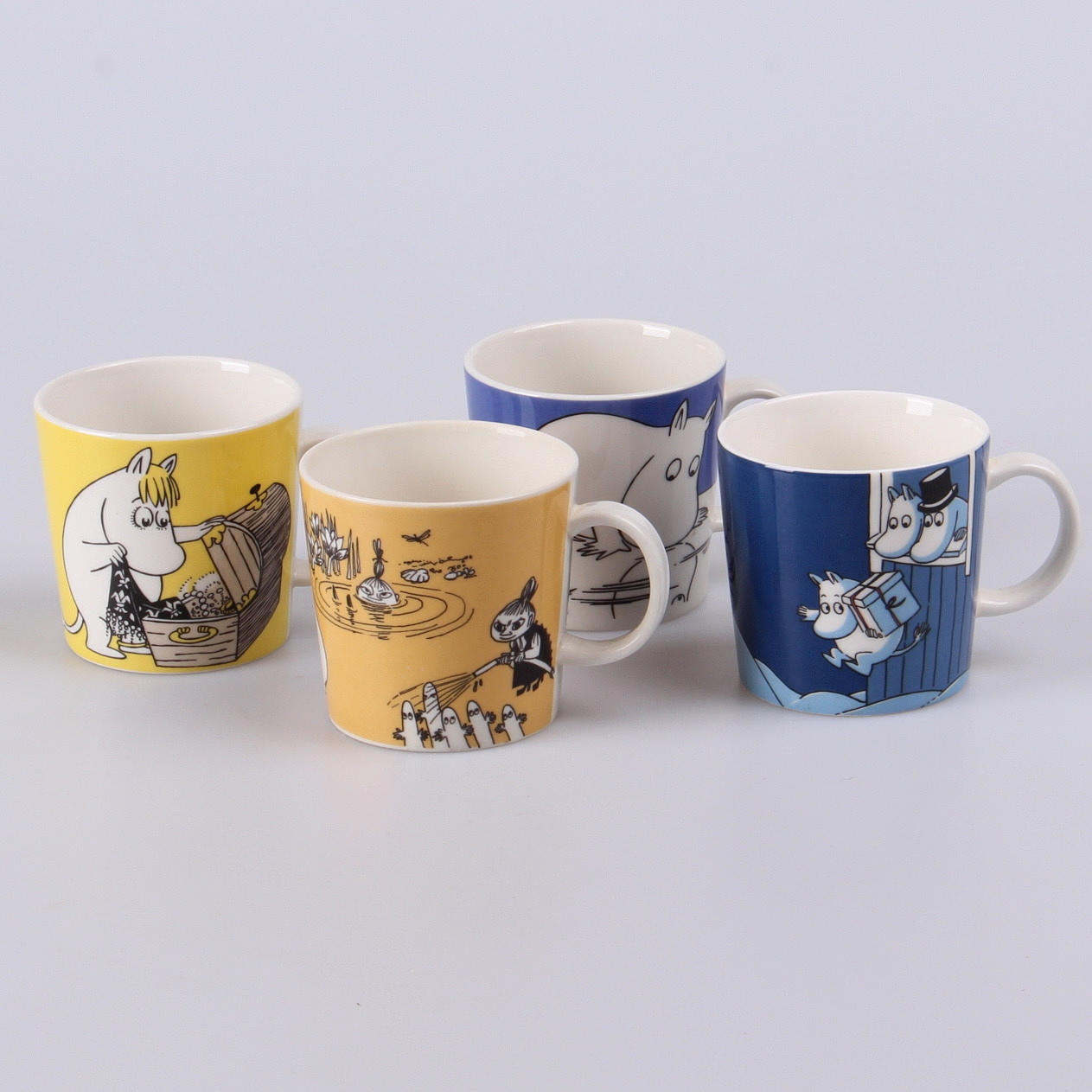 MUMINMUGGAR, 4 st. "Moomin-Characters", Arabia, Finland, 1990-tal.