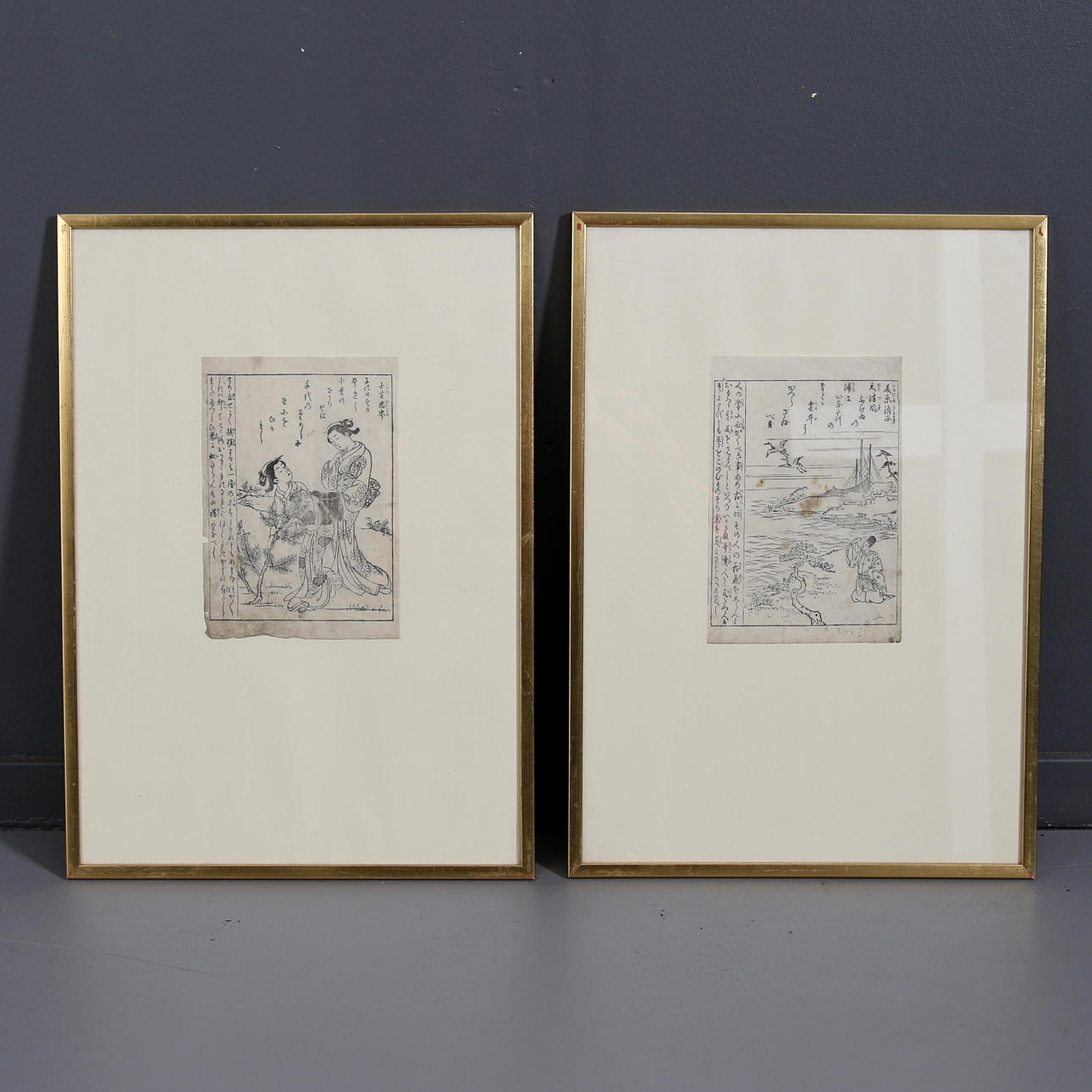 OIDENTIFIERAD KONSTNÄR. 2 st, träsnitt på rispapper, Japan. 1800-tal.