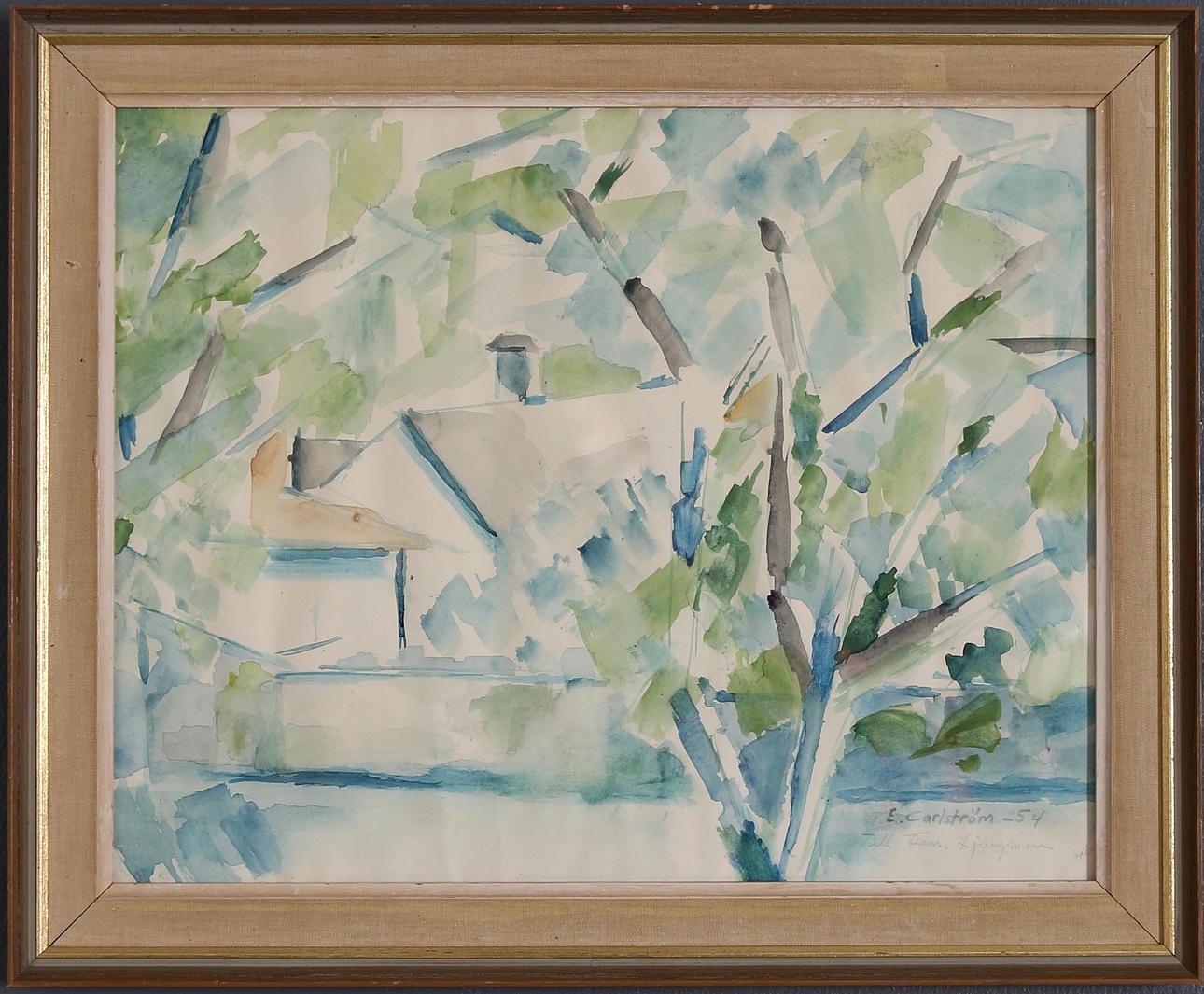 MARIANNE EBELING. Lithograph, signed, numbered 2/10 and dated 1956 and E. CARLSTRÖM, watercolor, signed.
