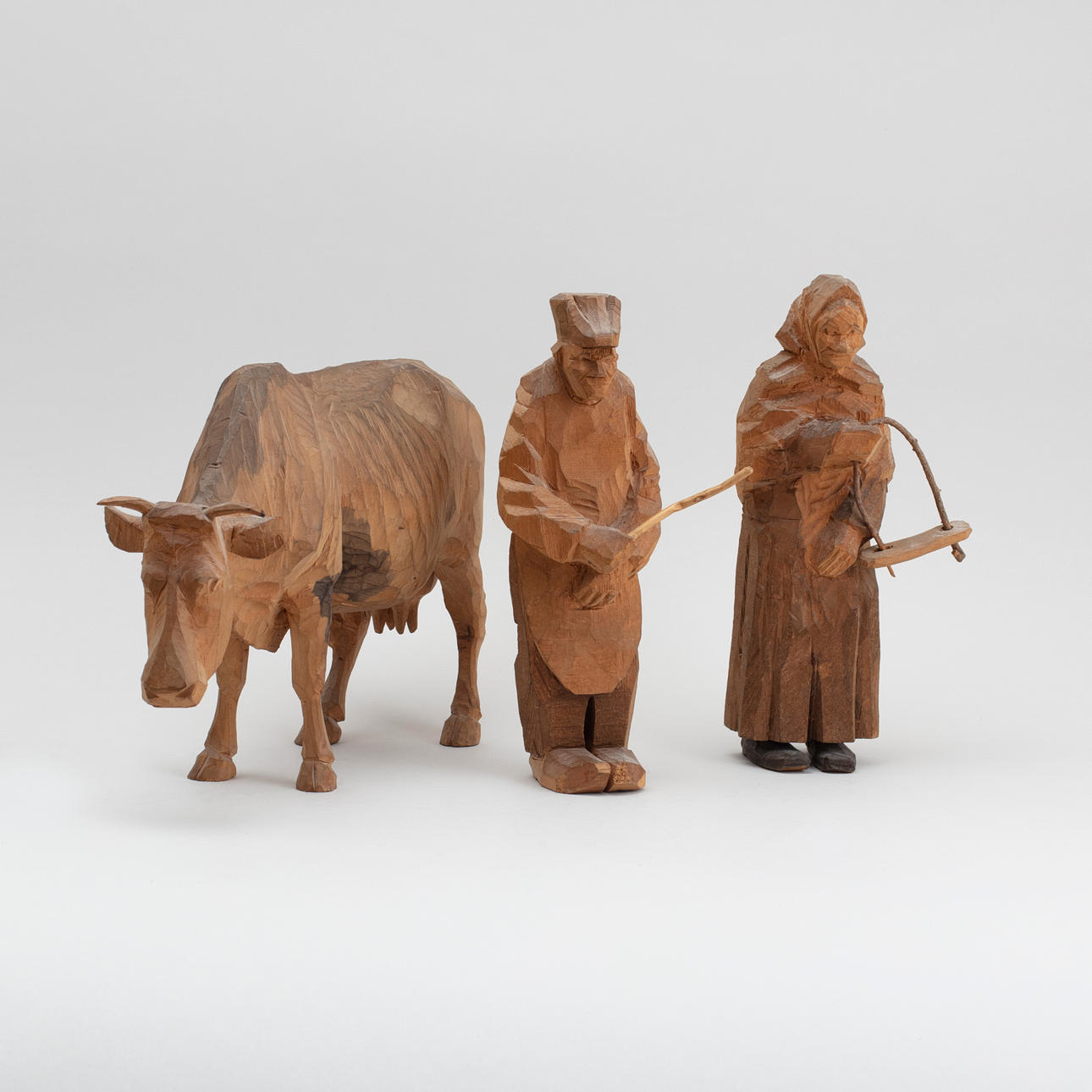 AXEL "DÖDERHULTARN" PETERSSON. Figures from "Rural idyll", three parts, cut and partly painted wood.
