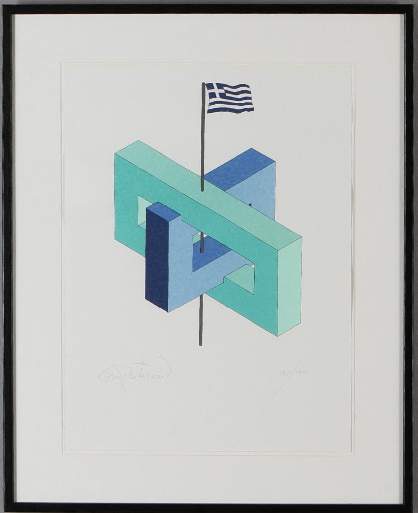 OSCAR REUTERSVÄRD. ur sviten "European Impossible Figures", färglitografi, signerad och numrerad 143/190.