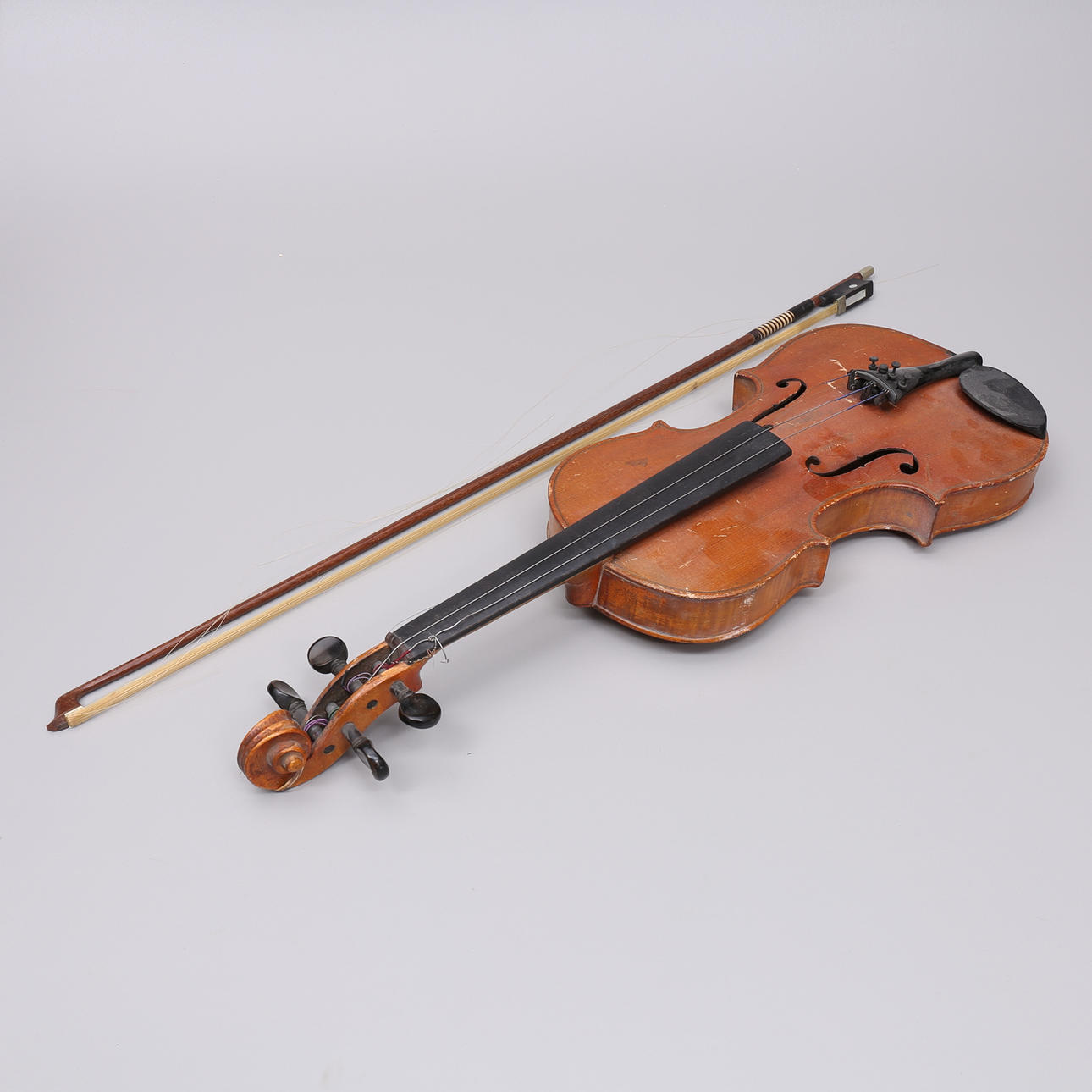 VIOLIN with bow, marked Stainer.