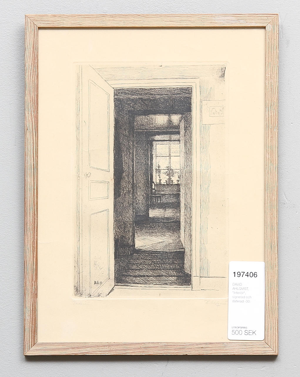 DAVID AHLQVIST, "Interiör", signerad och daterad -30.