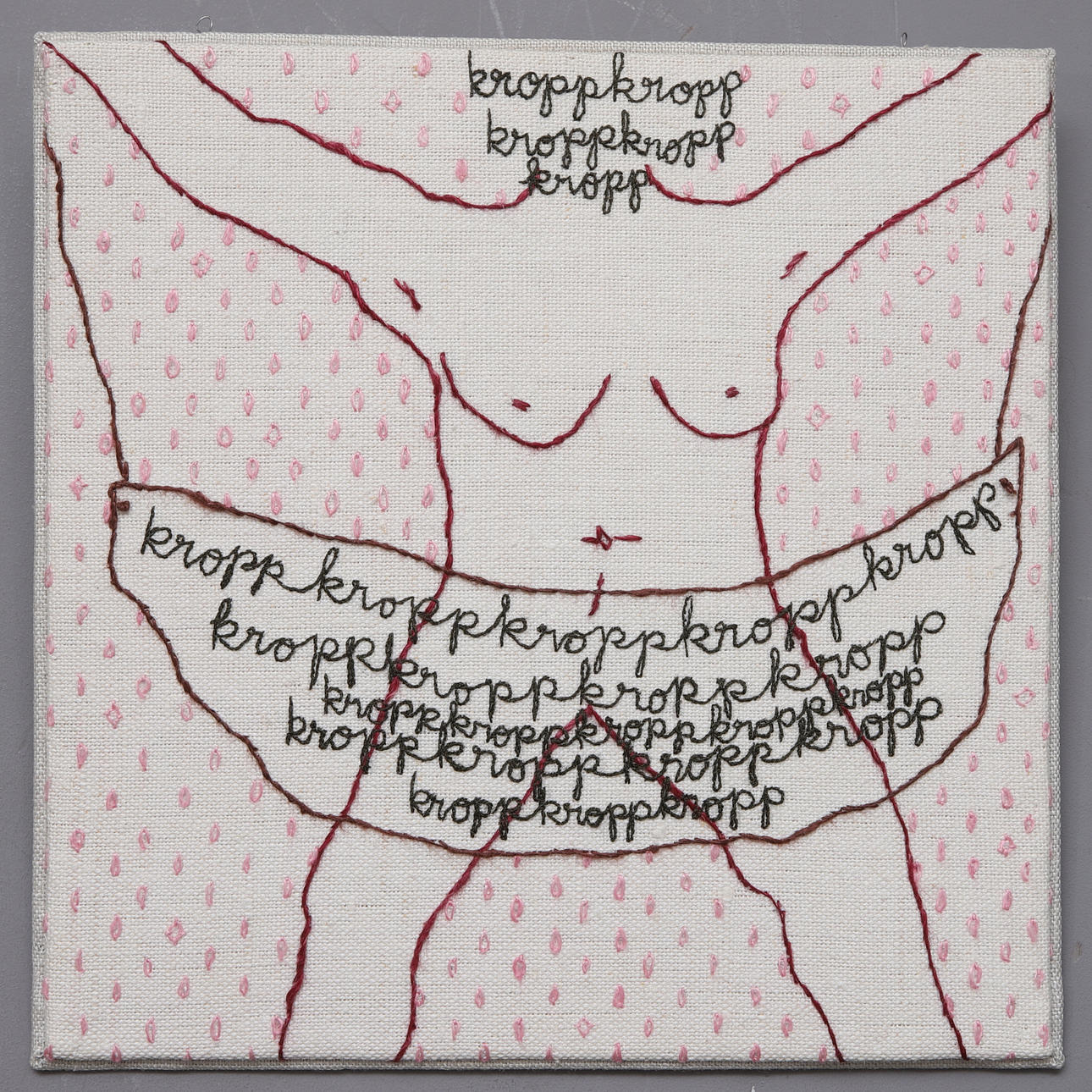 GUNVOR BRÖJER. tekstilplade, "Krop", etiket.