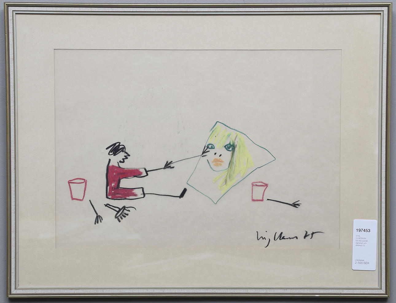 STIG CLAESSON. (SLAS) pastell, signerad och daterad 75.