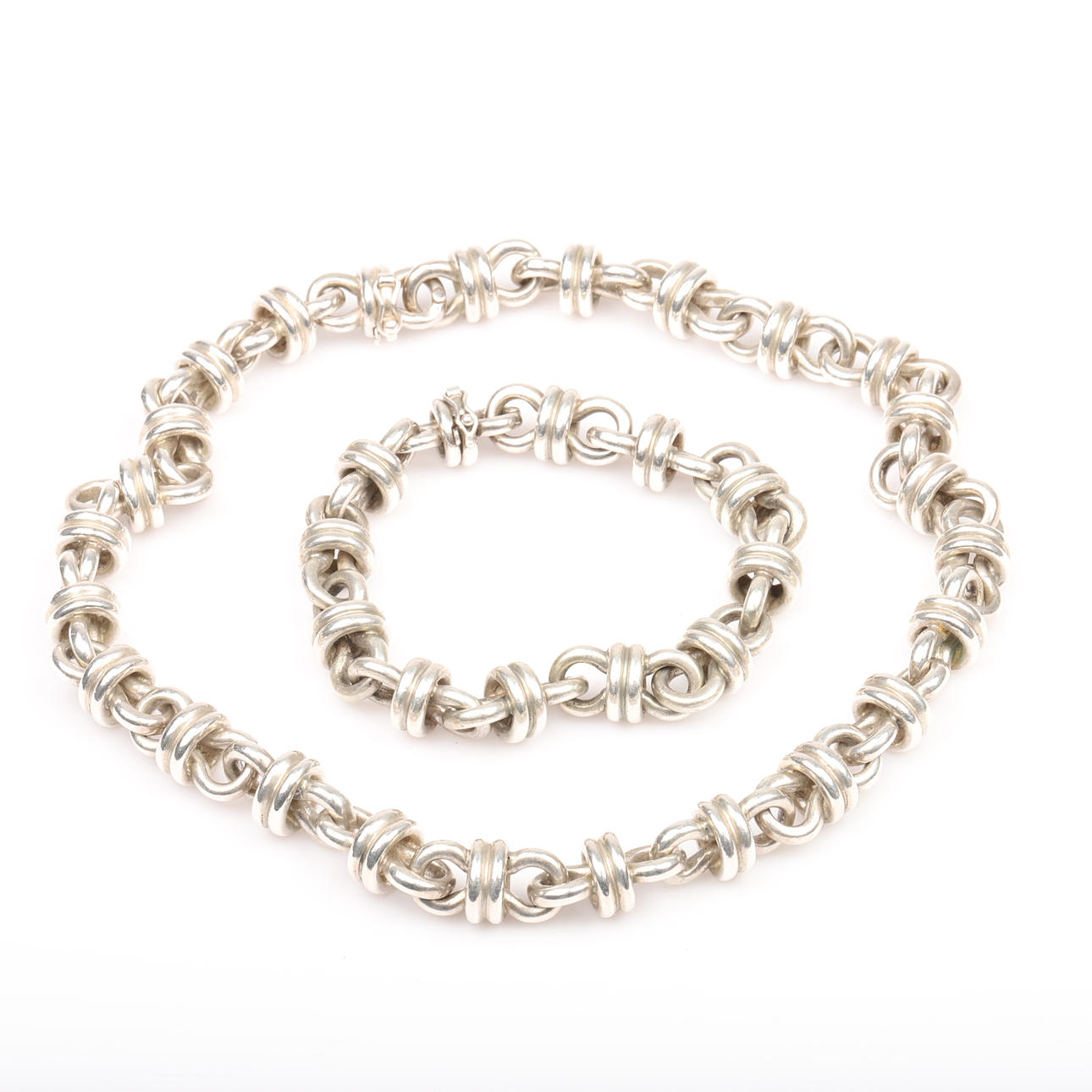 PETER REESLEV. Necklace and bracelet, sterling silver, Denmark.