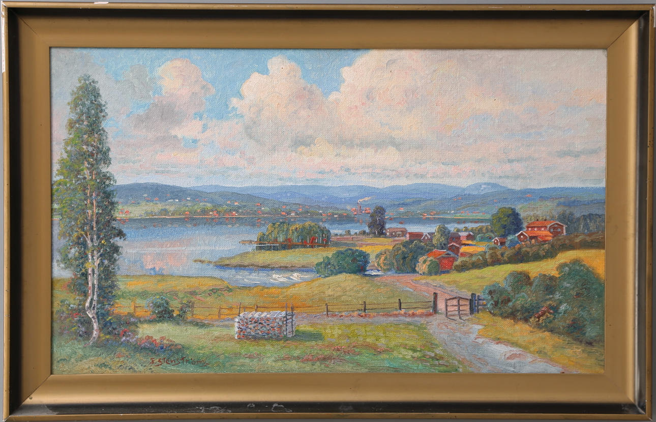 JOHAN EDWARD STENSTRÖM. Olja på pannå, signerad E Stenström.