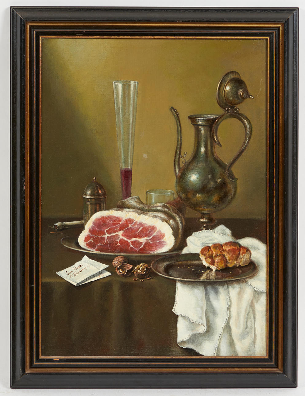 LAJOS RAVASZ. Gemälde, Stillleben mit Schinken.