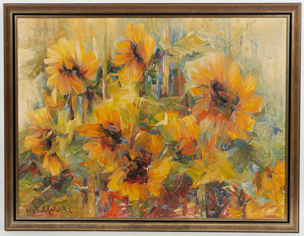 WALTER WOHLFELD. Gemälde, Abstraktes Blumenstillleben, 1992.