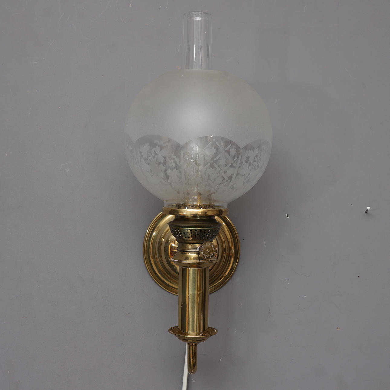 WALL LAMP, brass & glass, Abo, Denmark.